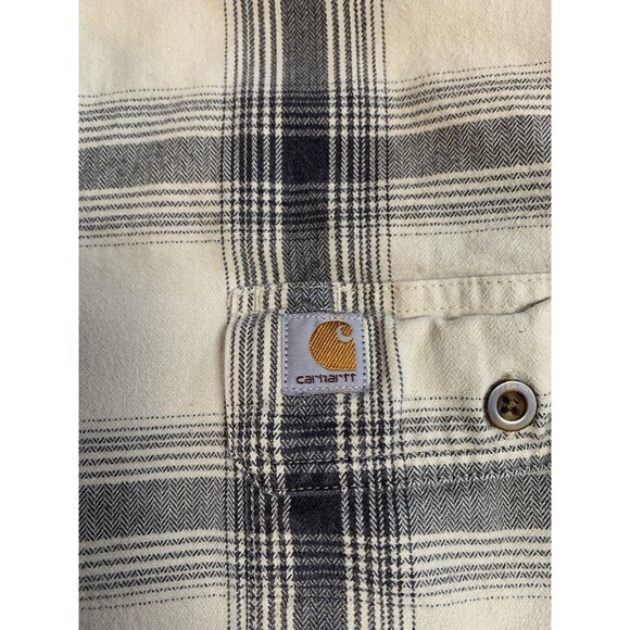 Carhartt Shacket Mens 3XL White Gray Original Fit Rugged Plaid Flannel Workwear - Picture 3 of 10